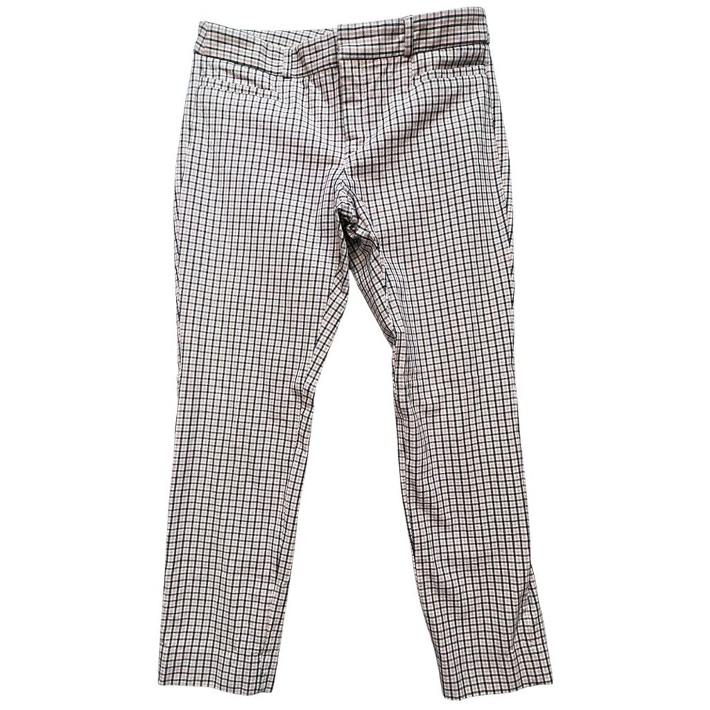 Banana Republic Women's Sloan Dress Pants Flat Front Size 6 Pink Black Plaid